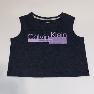 Calvin Klein Charcoal Sleeveless Top with Lavender Logo